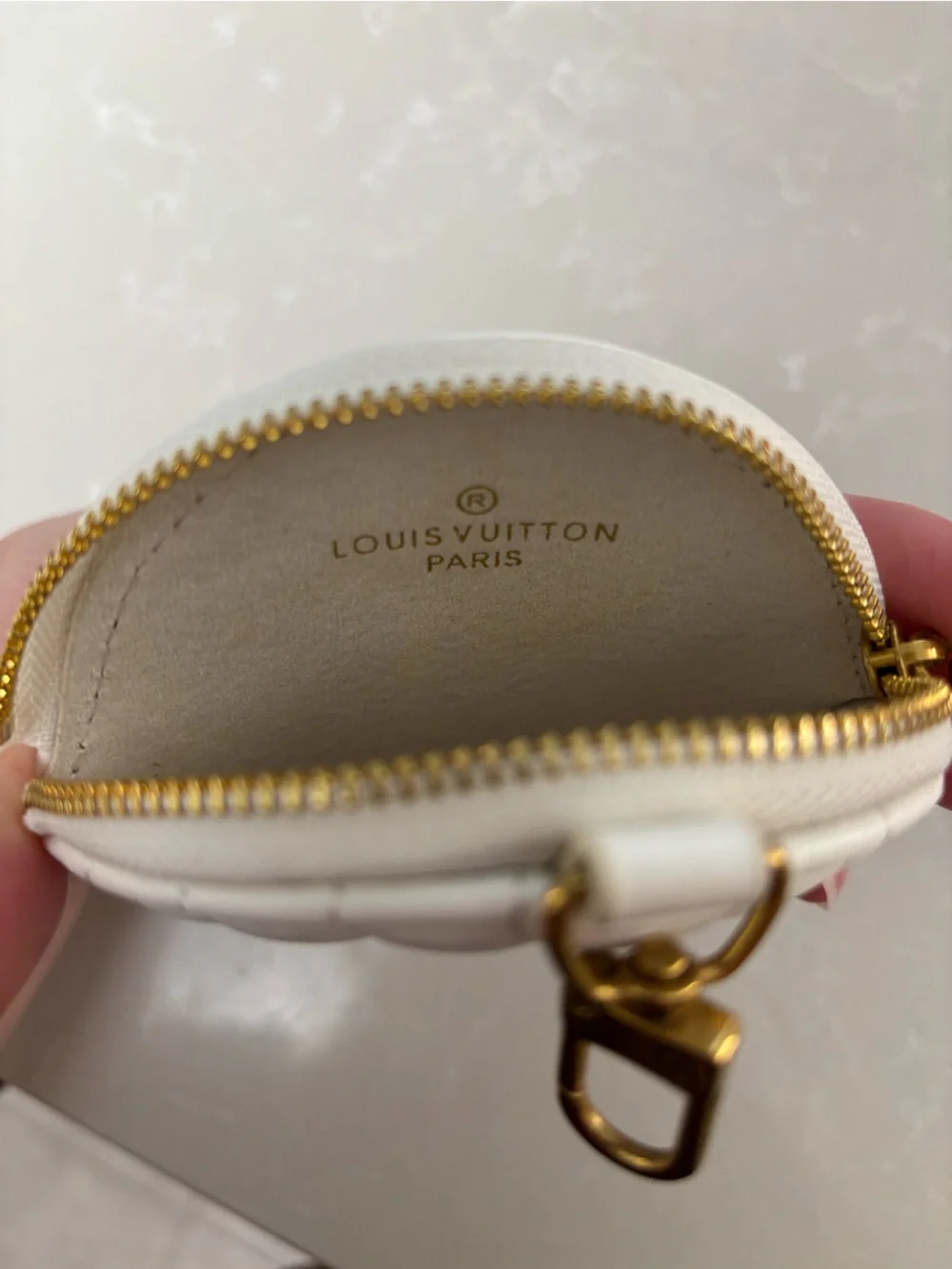 Louis Vuitton Paris Quilted Round Coin Pouch with Gold Hardware